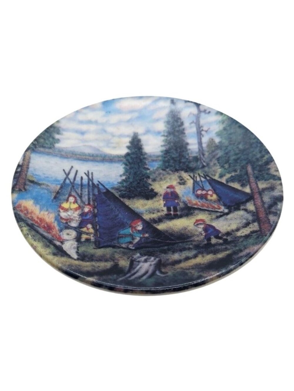 Arabia Finland Mini Plate Series On Log Fire Andreas Alariesto 1980 Collectible